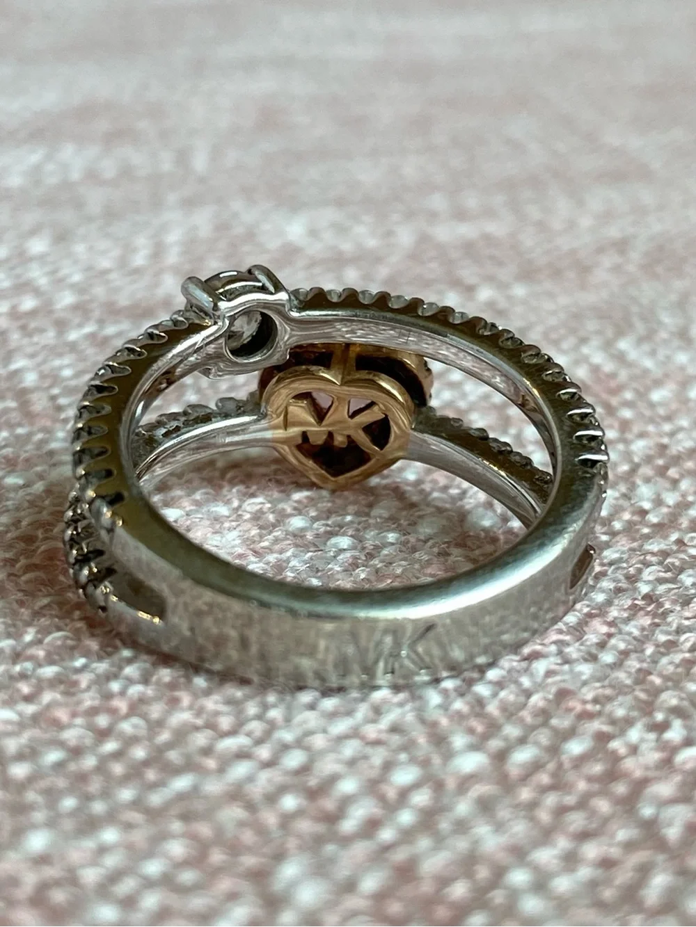 Michael Kors Sterling Silver Two-Tone Open Stack Heart Ring